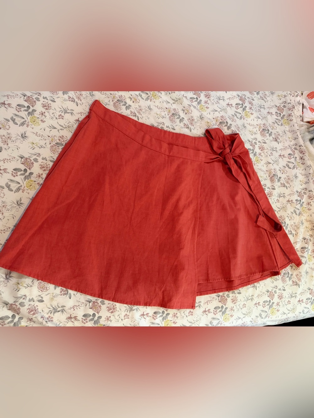 Women's Red orange Wrap Skirt with Tie